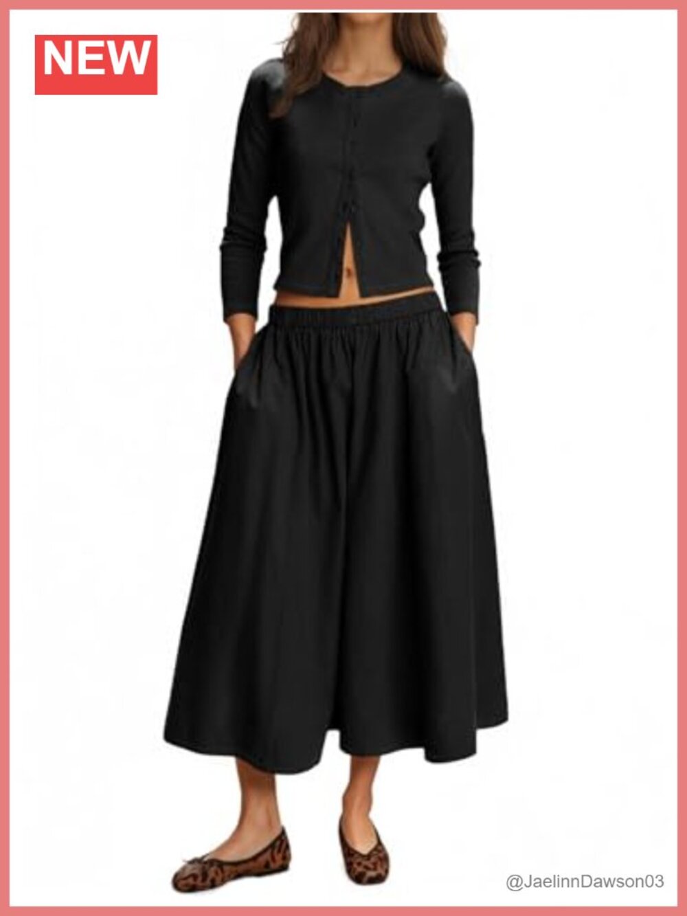 Womens 2 Piece Ribbed Knit Cardigan and Midi Skirt Set Casual Outfit